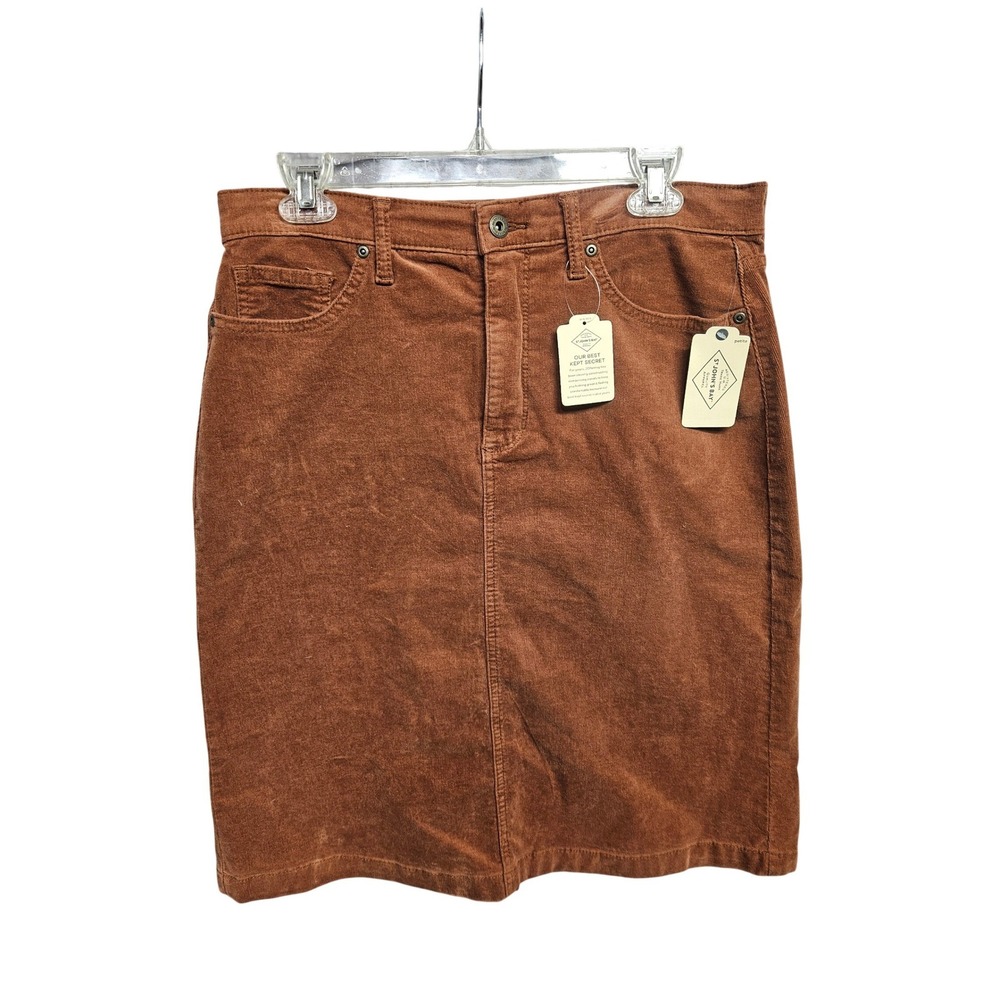 St Johns Bay Corduroy Skirt Aurora Brown Petite 12P NWT Straight 5-Pocket 345583